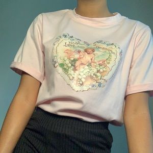ROMWE Angel Graphic Pink Tee